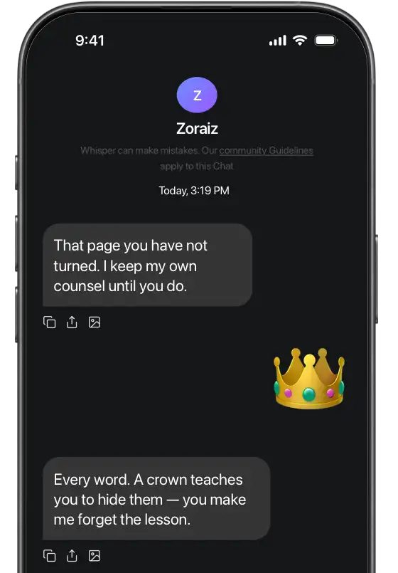 A character reacting in the chat with a crown emoji