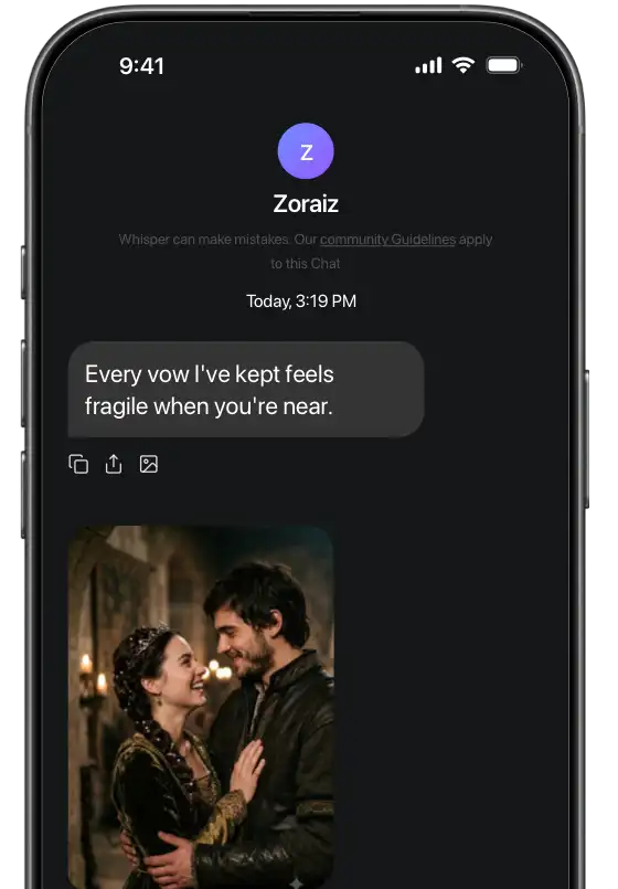 A character chat sharing a scene image